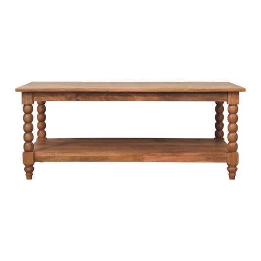 Savannah Spindle Golden Teak Shelf Coffee Table