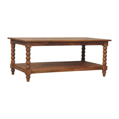 Savannah Spindle Golden Teak Shelf Coffee Table