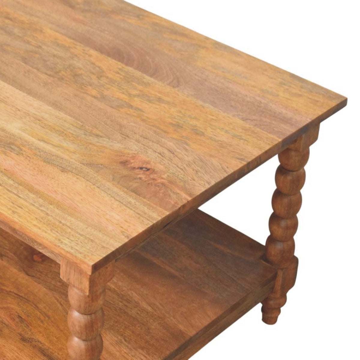 Savannah Spindle Golden Teak Shelf Coffee Table