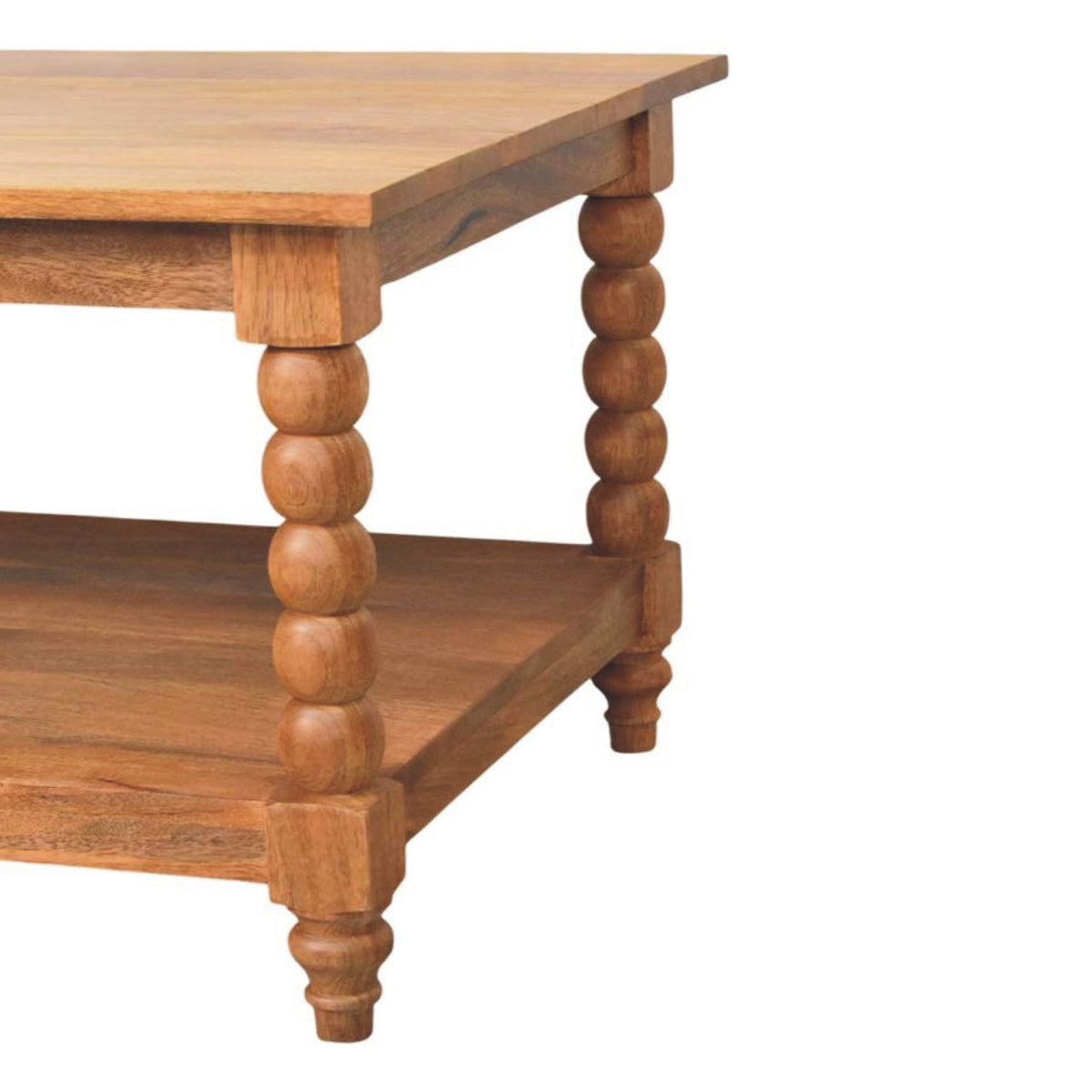 Savannah Spindle Golden Teak Shelf Coffee Table