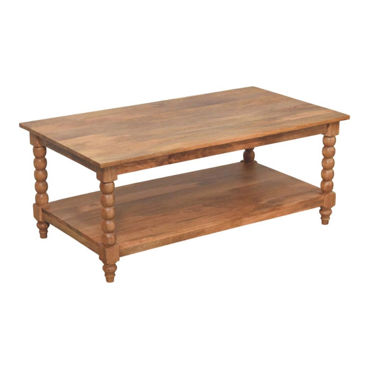 Savannah Spindle Golden Teak Shelf Coffee Table