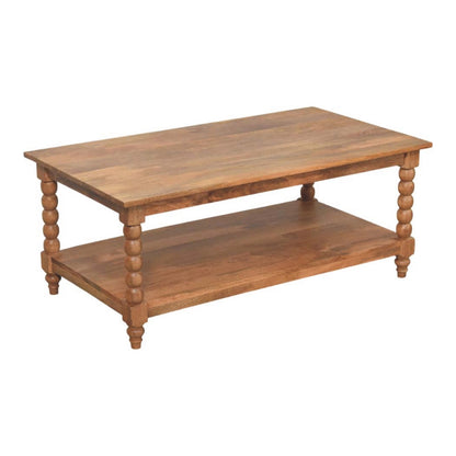 Savannah Spindle Golden Teak Shelf Coffee Table