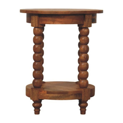 Savannah Spindle Golden Teak Round End Table
