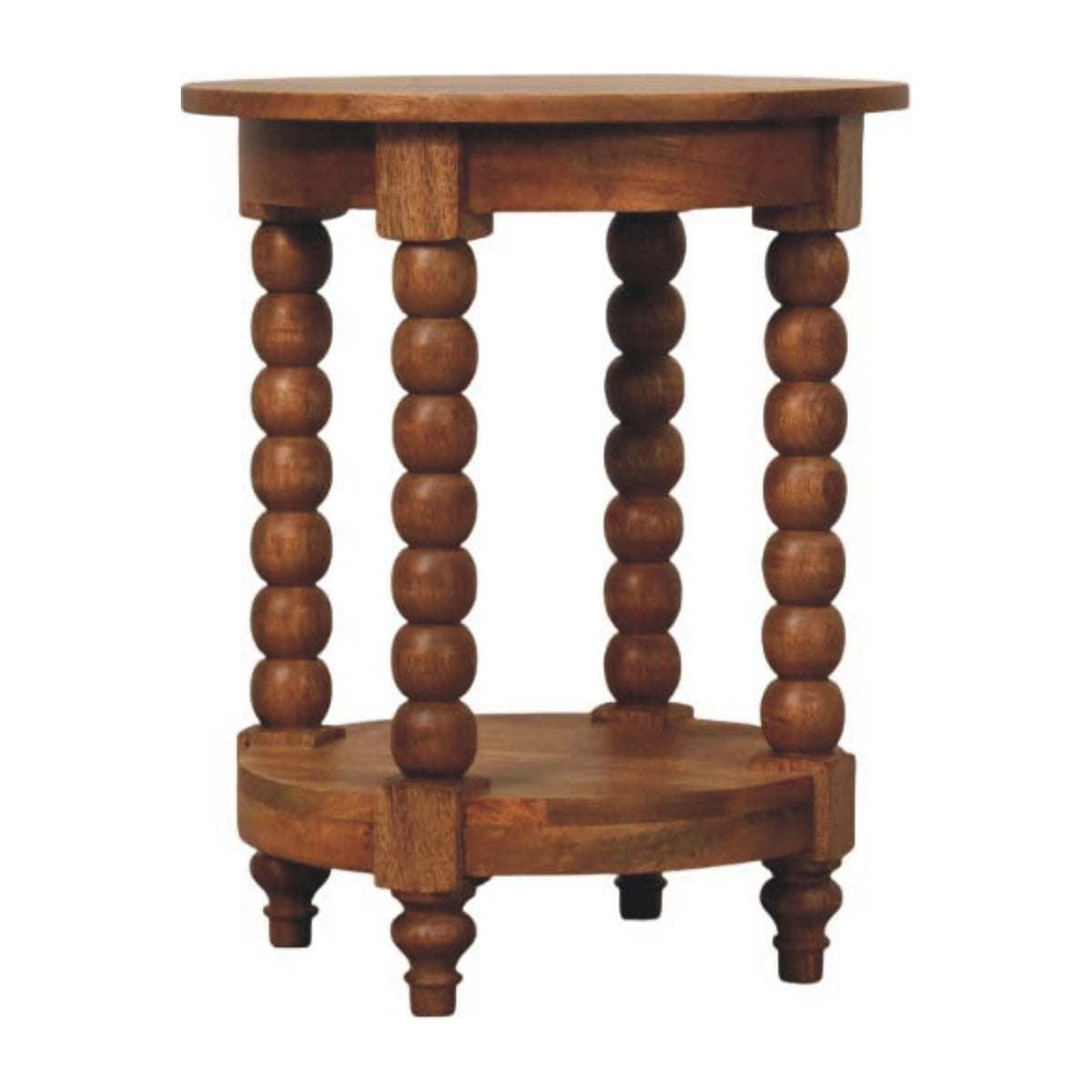 Savannah Spindle Golden Teak Round End Table
