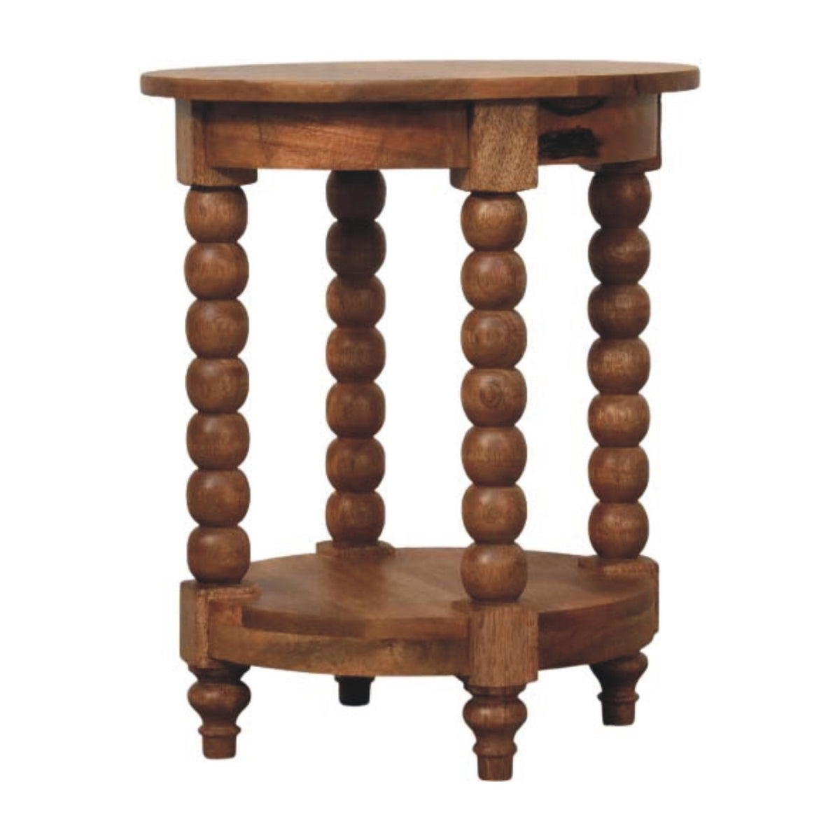 Savannah Spindle Golden Teak Round End Table