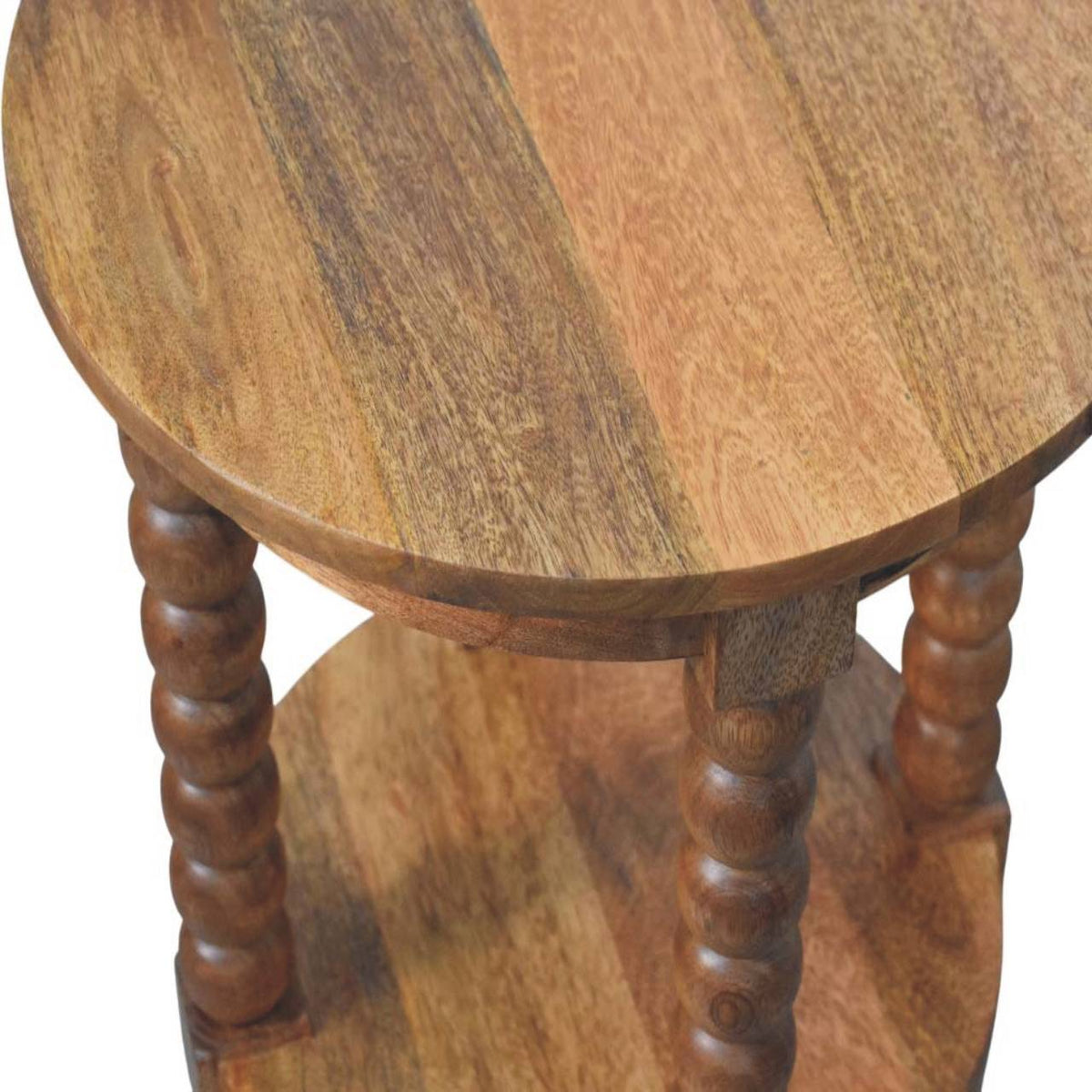 Savannah Spindle Golden Teak Round End Table