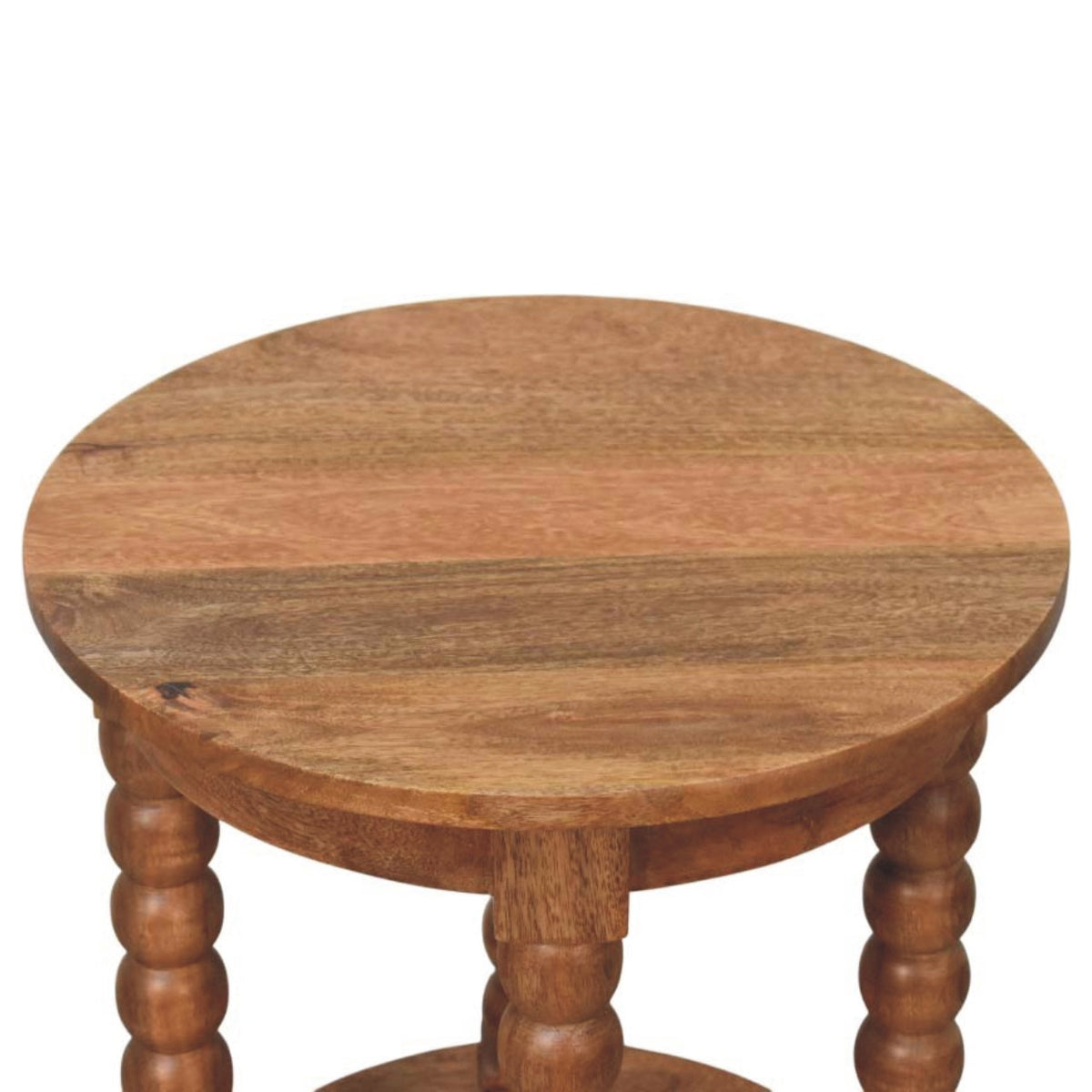 Savannah Spindle Golden Teak Round End Table