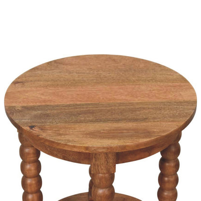Savannah Spindle Golden Teak Round End Table