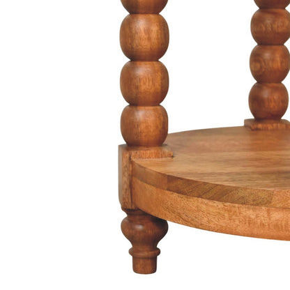 Savannah Spindle Golden Teak Round End Table