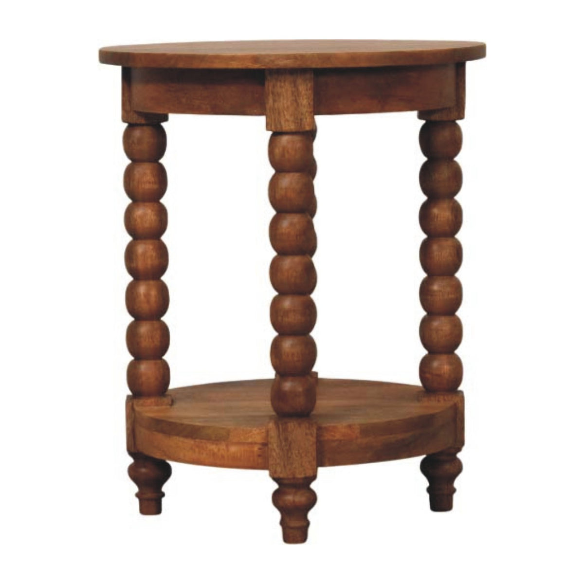Savannah Spindle Golden Teak Round End Table