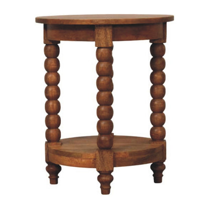 Savannah Spindle Golden Teak Round End Table