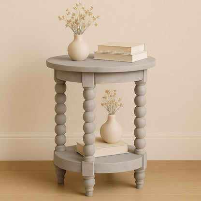Savannah Spindle Washed 2 Tier Round End Table
