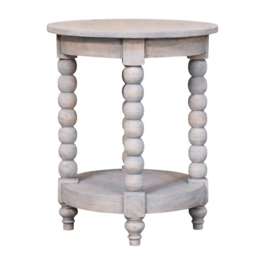 Savannah Spindle Washed 2 Tier Round End Table