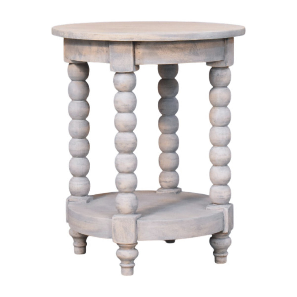 Savannah Spindle Washed 2 Tier Round End Table