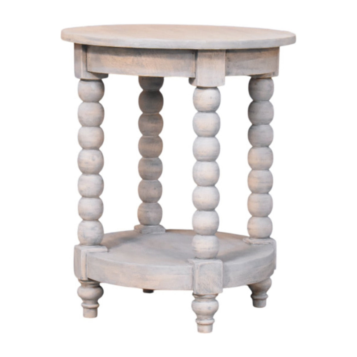 Savannah Spindle Washed 2 Tier Round End Table