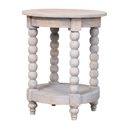 Savannah Spindle Washed 2 Tier Round End Table