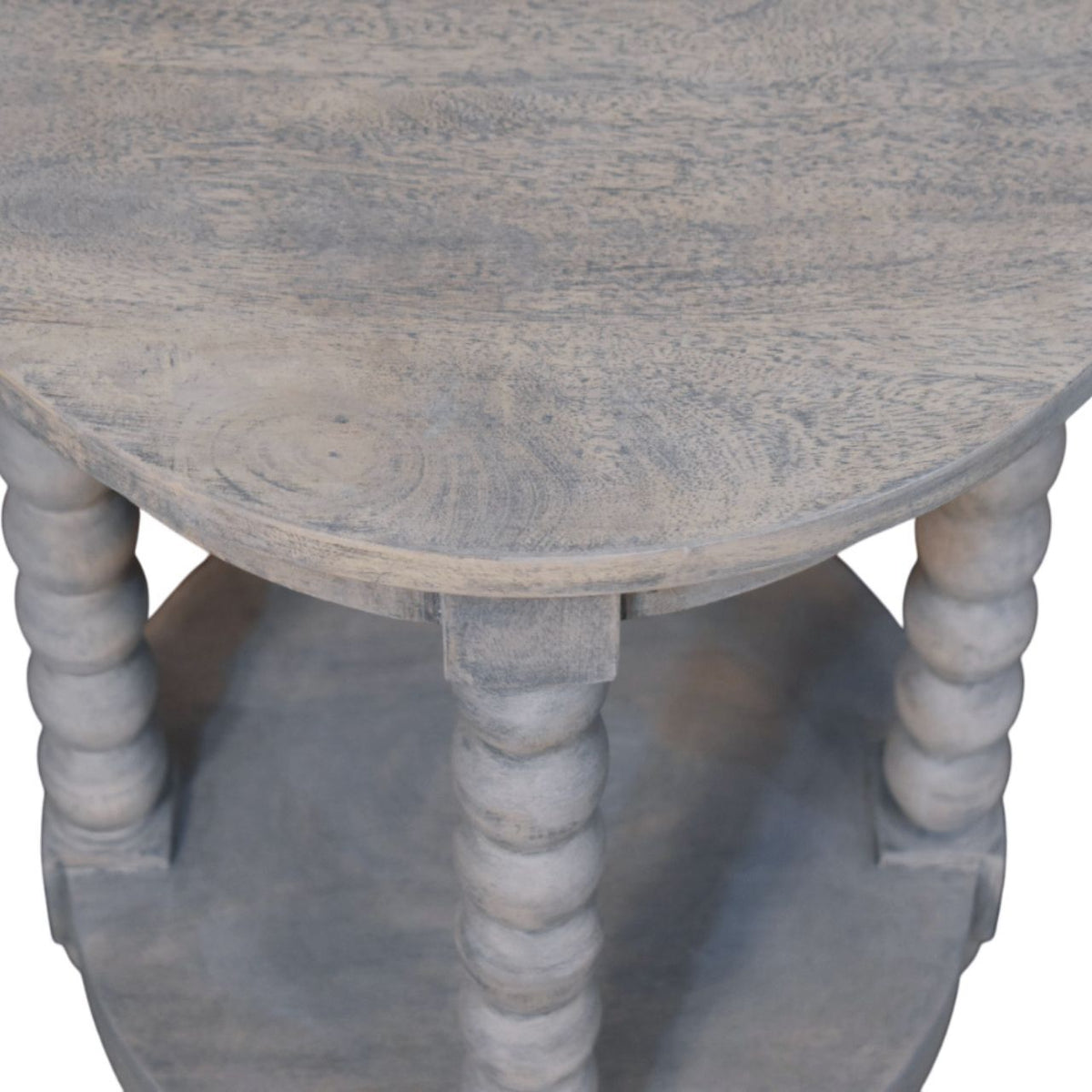 Savannah Spindle Washed 2 Tier Round End Table