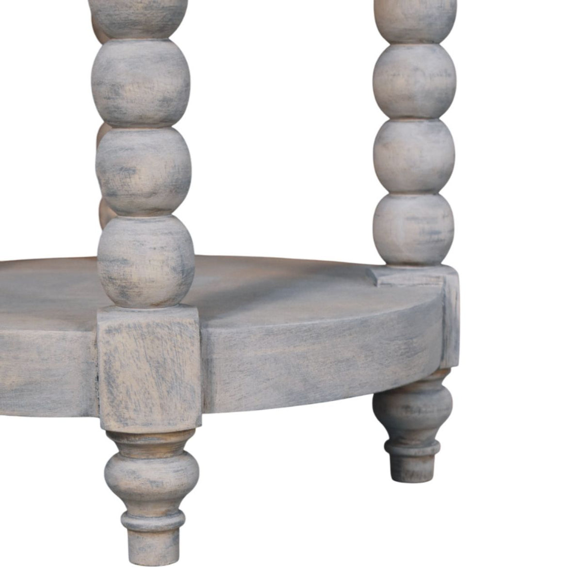 Savannah Spindle Washed 2 Tier Round End Table
