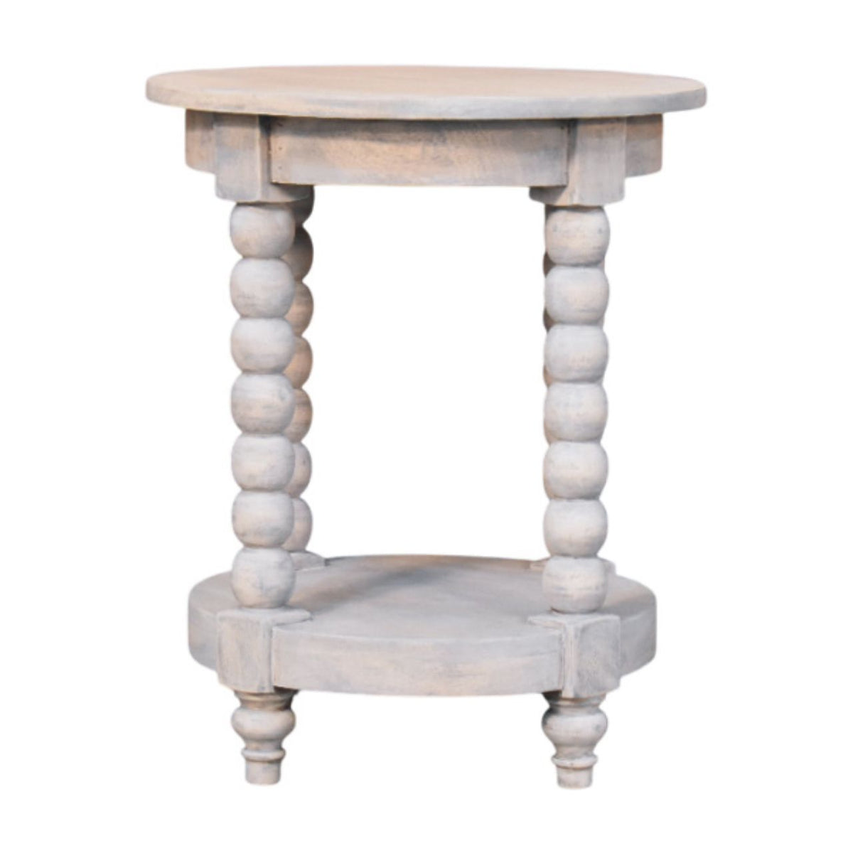 Savannah Spindle Washed 2 Tier Round End Table