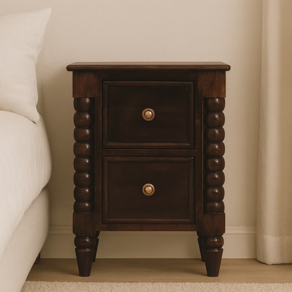 Savannah Spindle Winewood 2 Drawer Nightstand