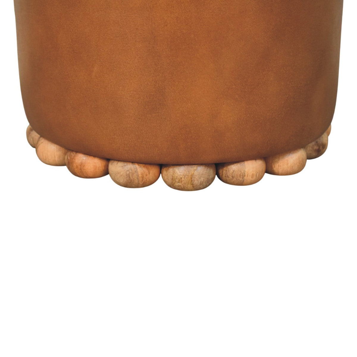 Austin Oak Round Brown Leather Footstool