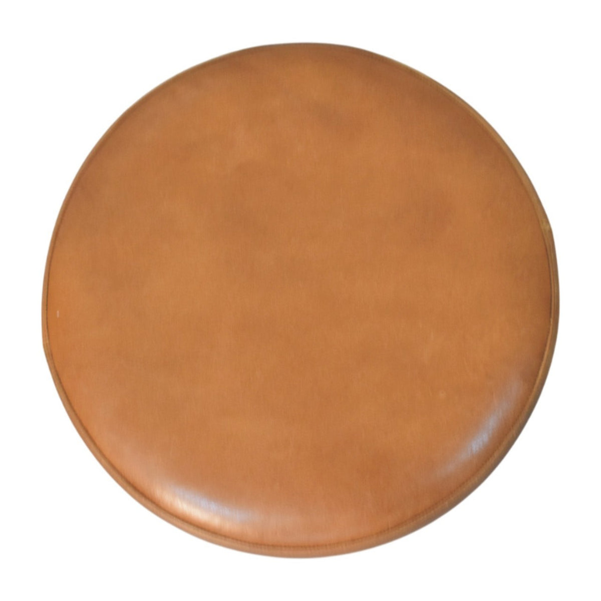 Austin Oak Round Brown Leather Footstool