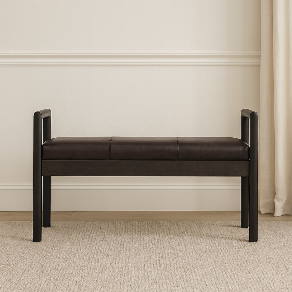 Sutton Buffalo Leather Gridline Accent Bench