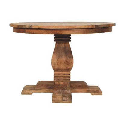 Sculptural Pedestal Round Wood Dining Table