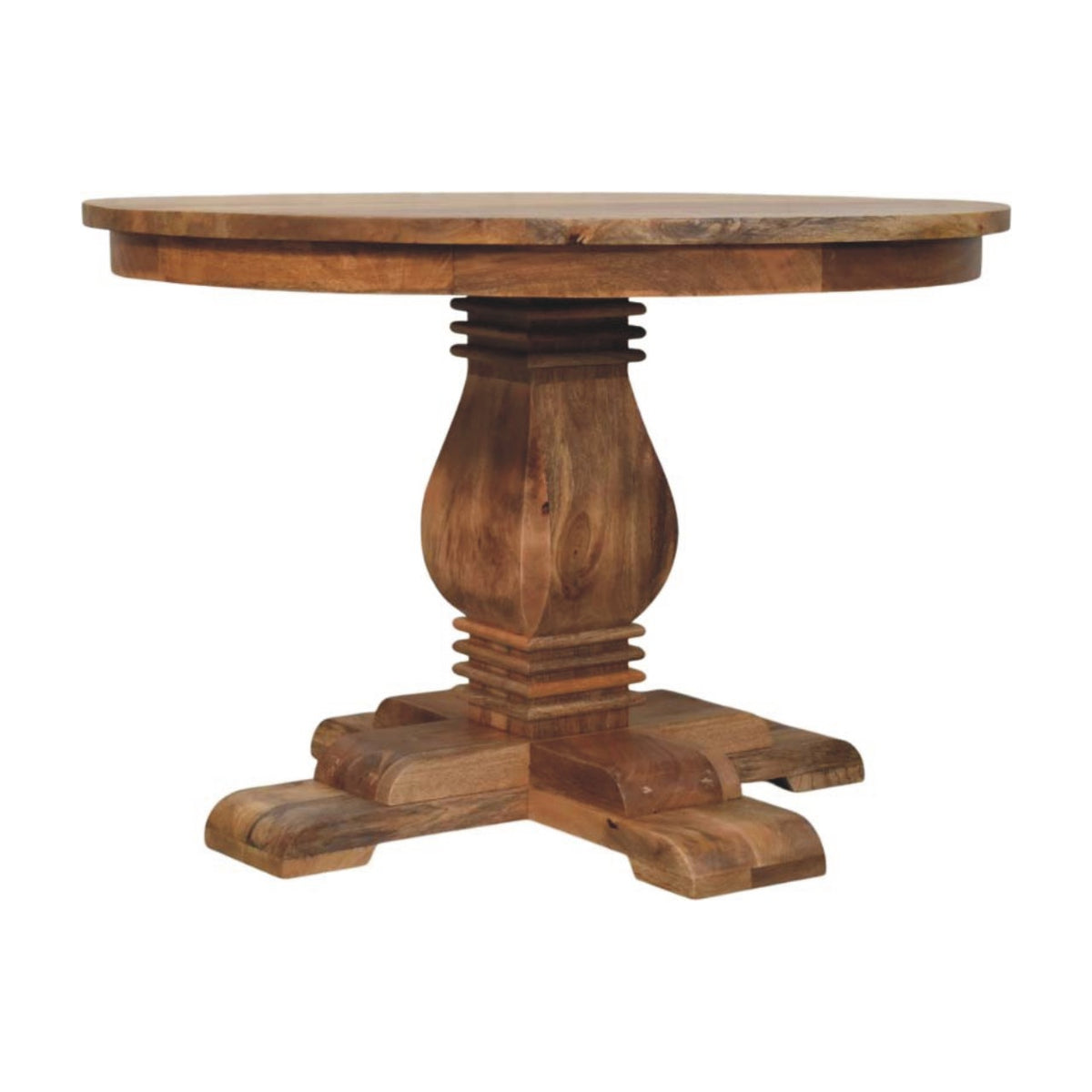 Sculptural Pedestal Round Wood Dining Table