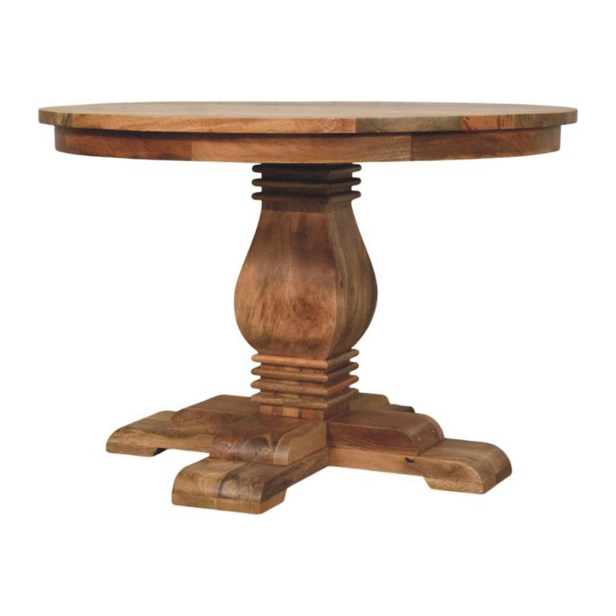 Sculptural Pedestal Round Wood Dining Table