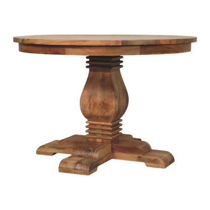 Sculptural Pedestal Round Wood Dining Table