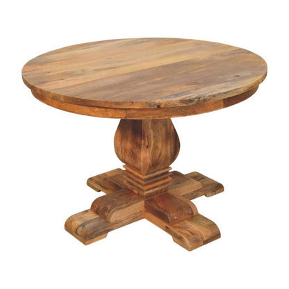 Sculptural Pedestal Round Wood Dining Table