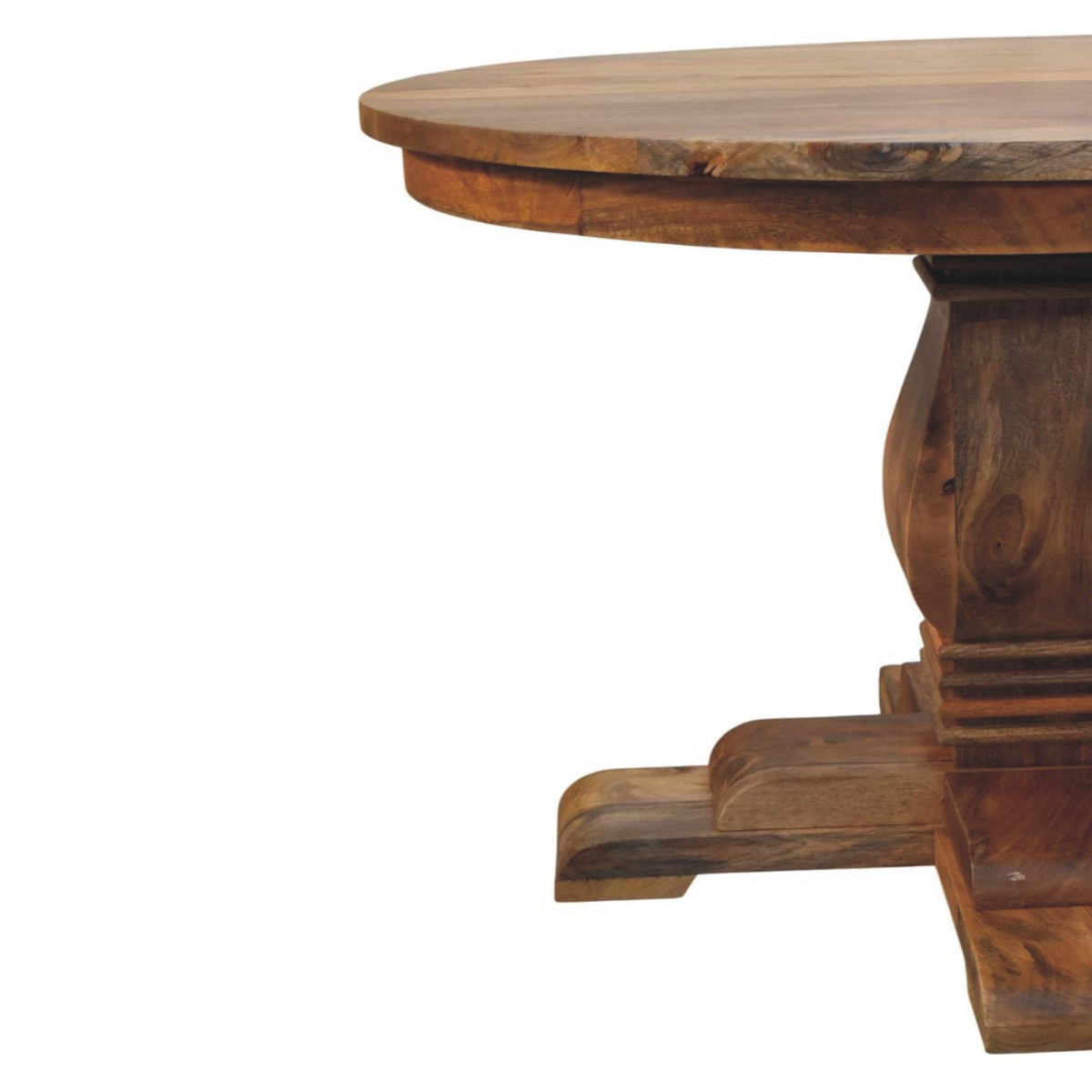 Sculptural Pedestal Round Wood Dining Table