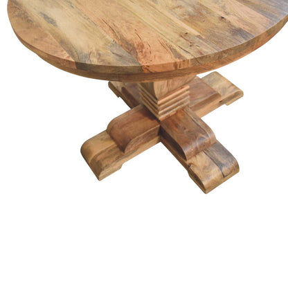 Sculptural Pedestal Round Wood Dining Table