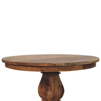 Sculptural Pedestal Round Wood Dining Table