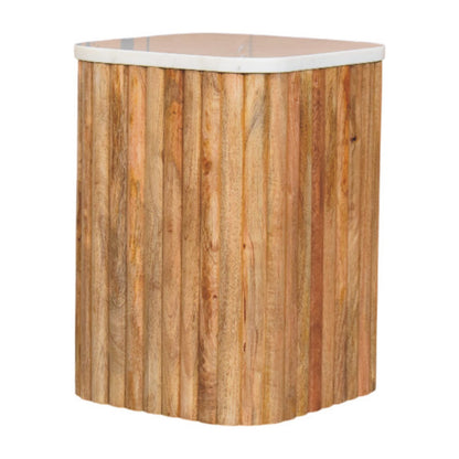 Beacon Oak Fluted Base Marble Side Table