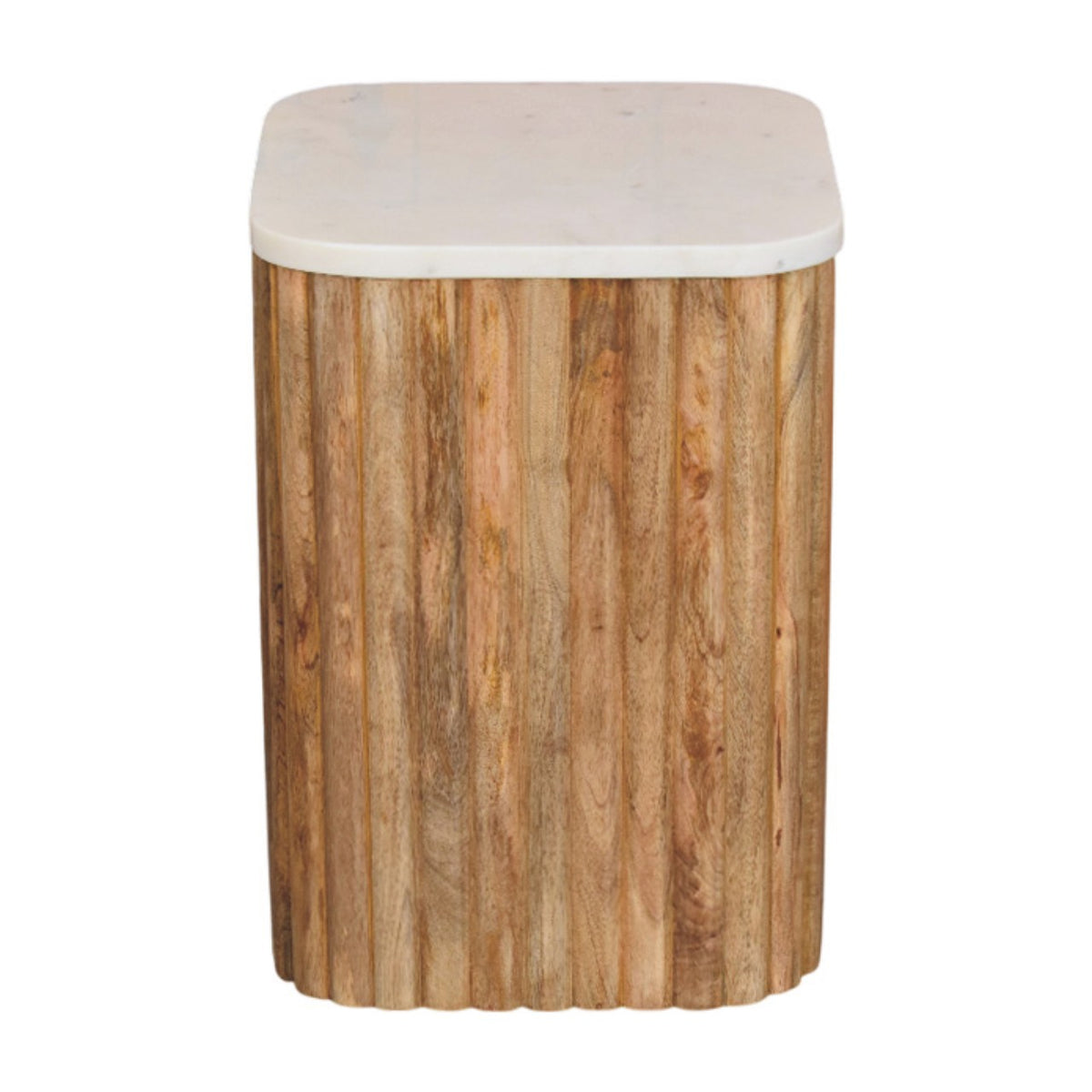 Beacon Oak Fluted Base Marble Side Table