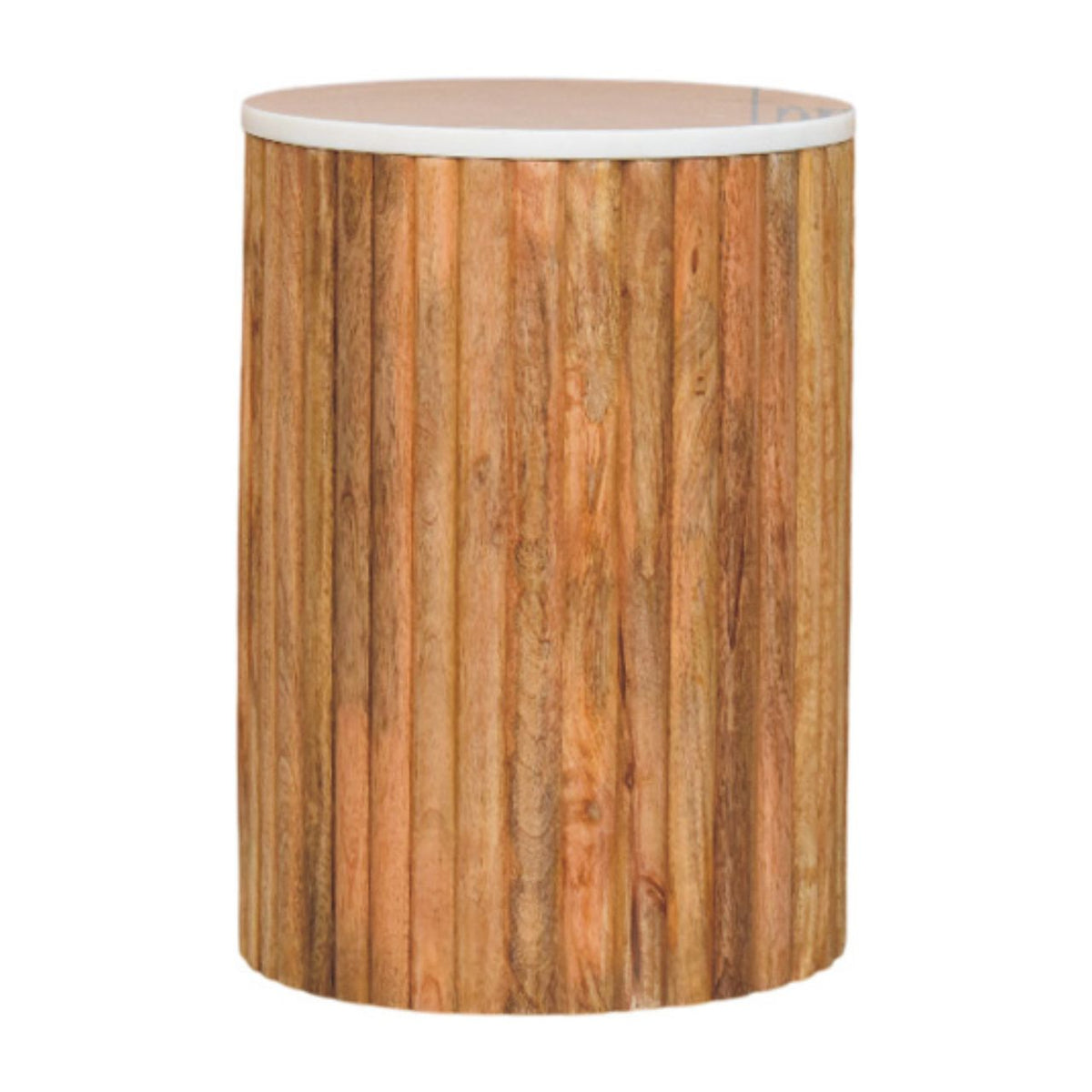 Beacon Oak Fluted Pedestal Marble Side Table