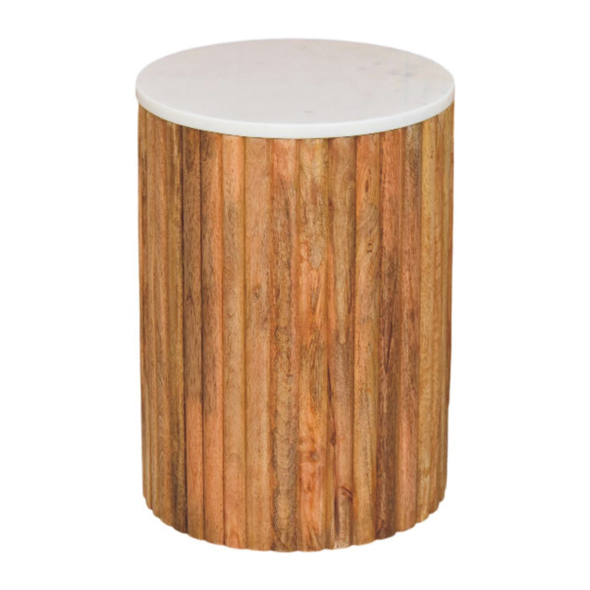 Beacon Oak Fluted Pedestal Marble Side Table