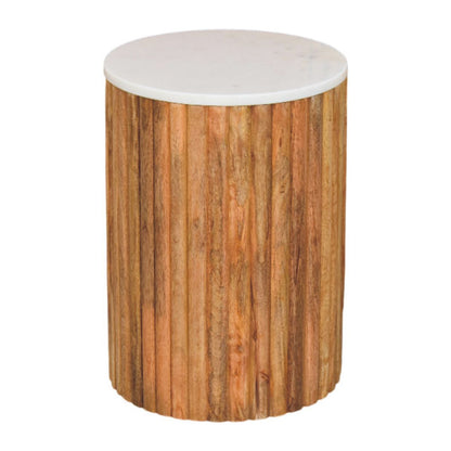 Beacon Oak Fluted Pedestal Marble Side Table