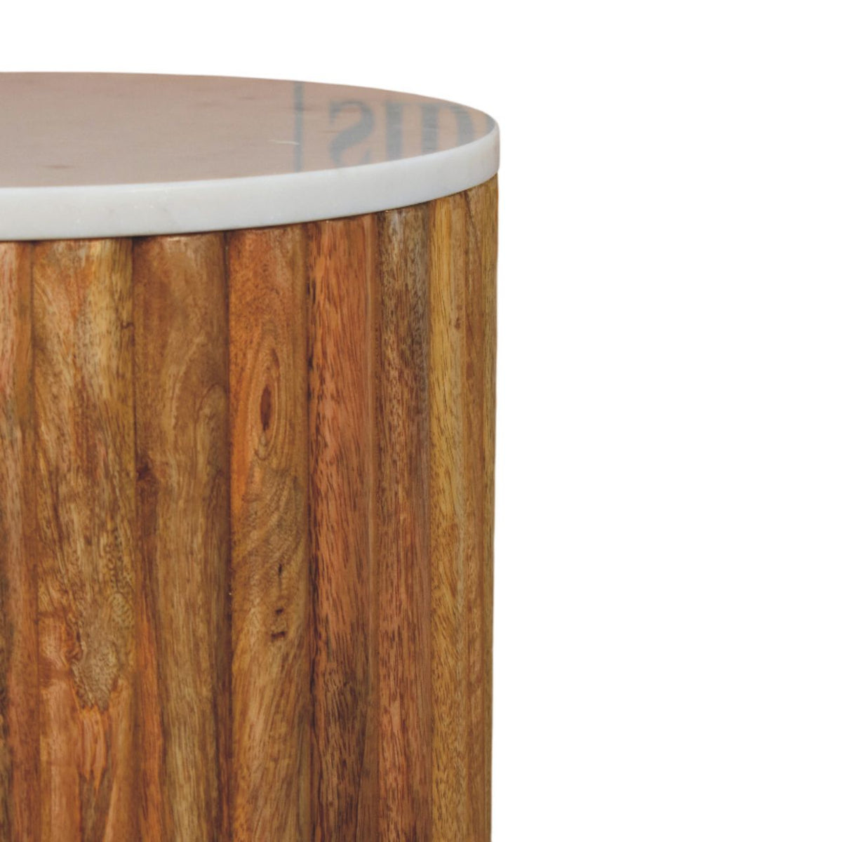 Beacon Oak Fluted Pedestal Marble Side Table