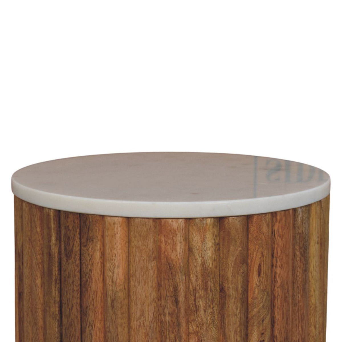 Beacon Oak Fluted Pedestal Marble Side Table