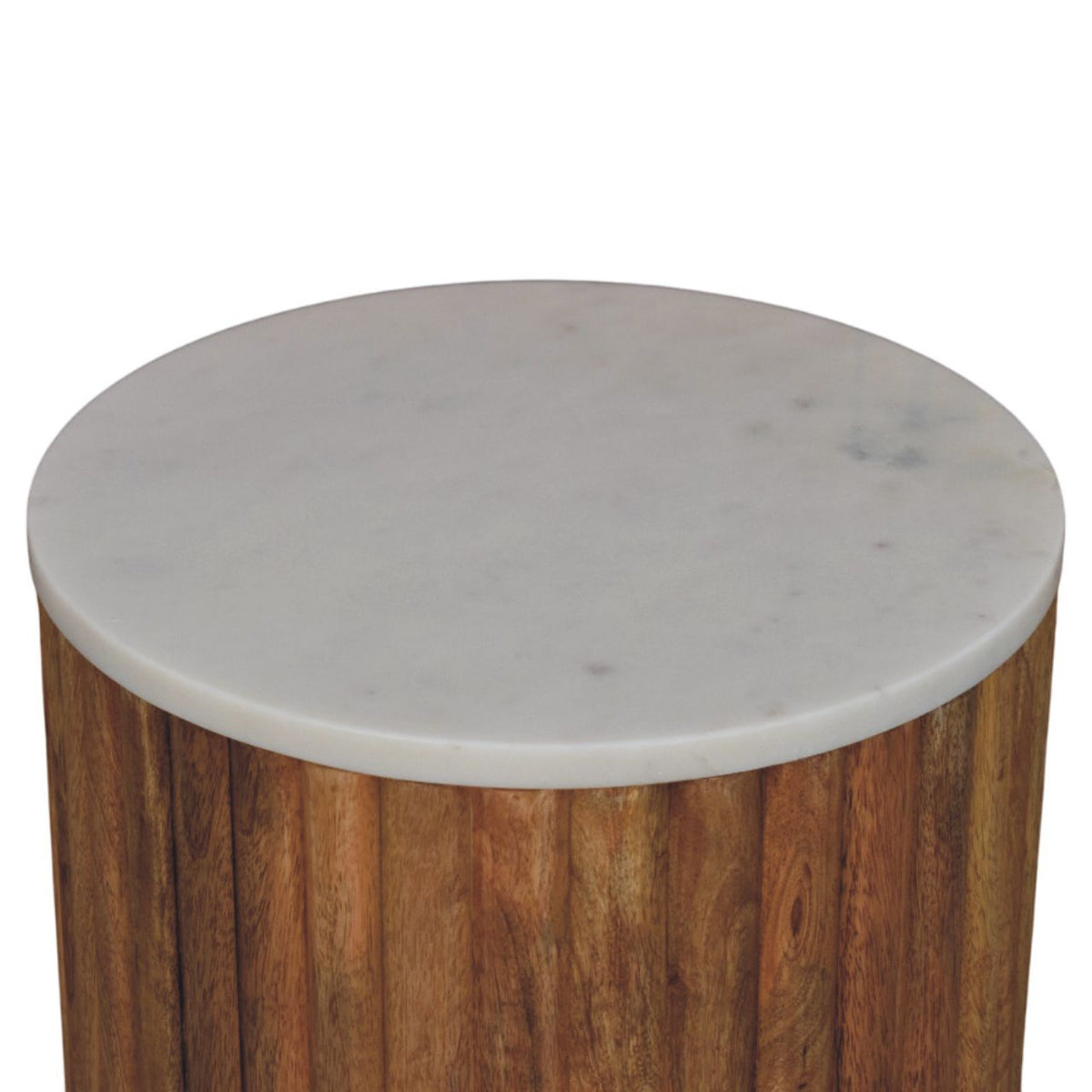 Beacon Oak Fluted Pedestal Marble Side Table