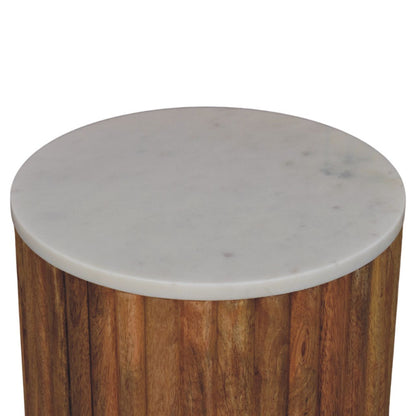 Beacon Oak Fluted Pedestal Marble Side Table