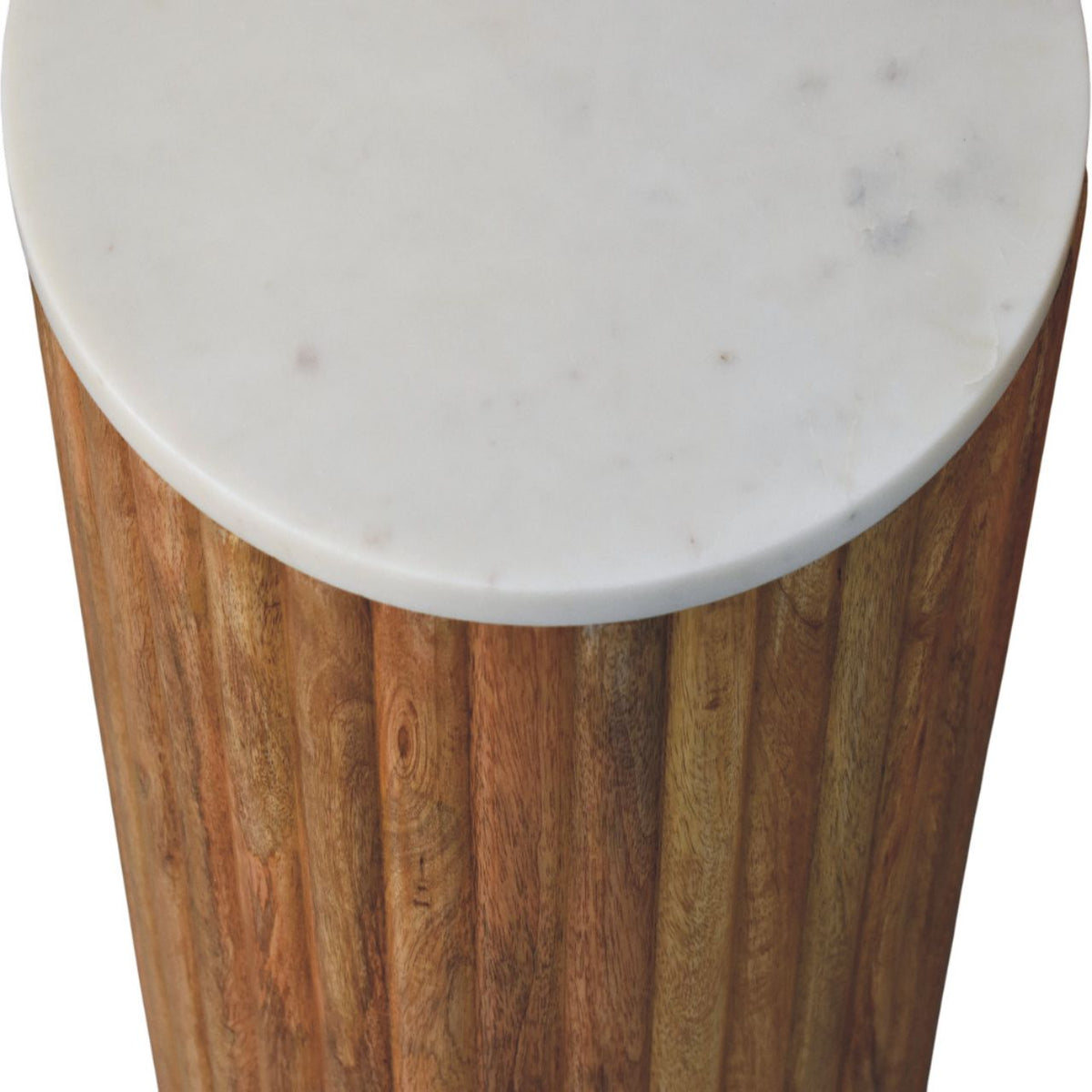 Beacon Oak Fluted Pedestal Marble Side Table