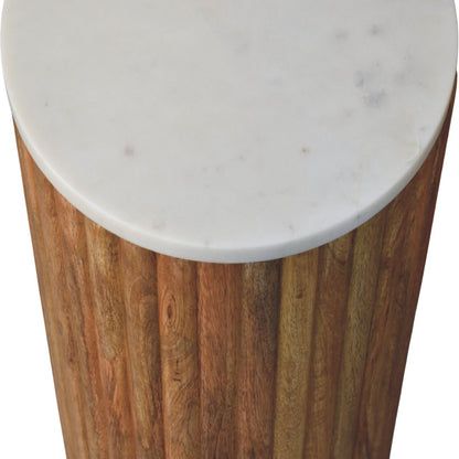 Beacon Oak Fluted Pedestal Marble Side Table