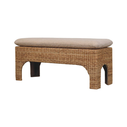 Bouclé Montauk Rattan Cushioned Solid Wood Bench