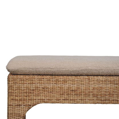 Bouclé Montauk Rattan Cushioned Solid Wood Bench