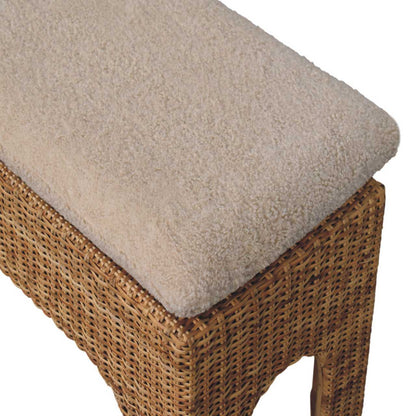 Bouclé Montauk Rattan Cushioned Solid Wood Bench