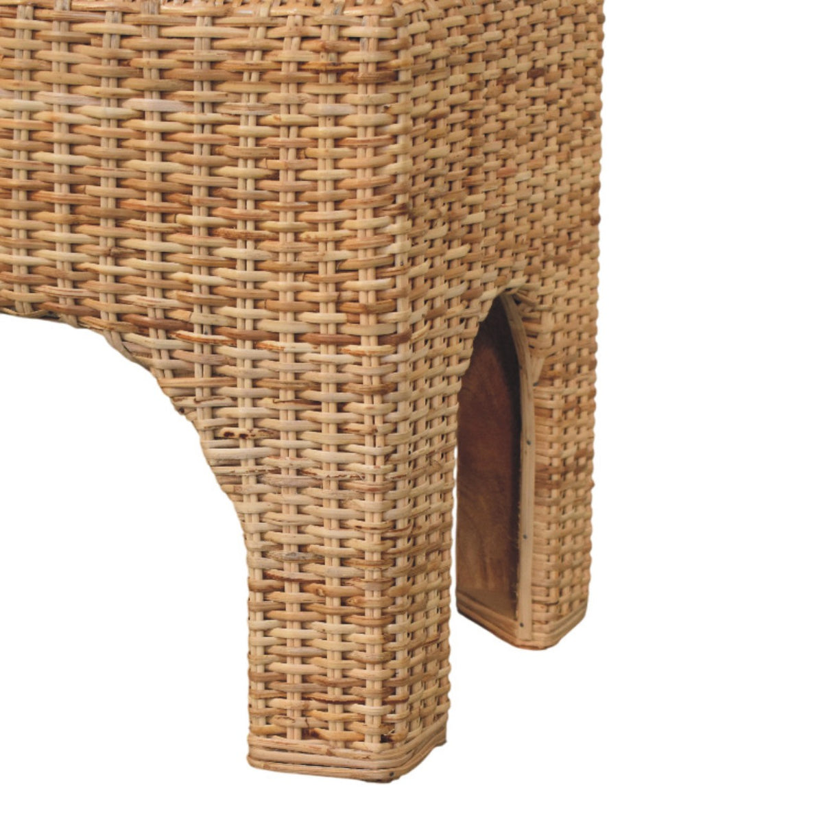 Bouclé Montauk Rattan Cushioned Solid Wood Bench